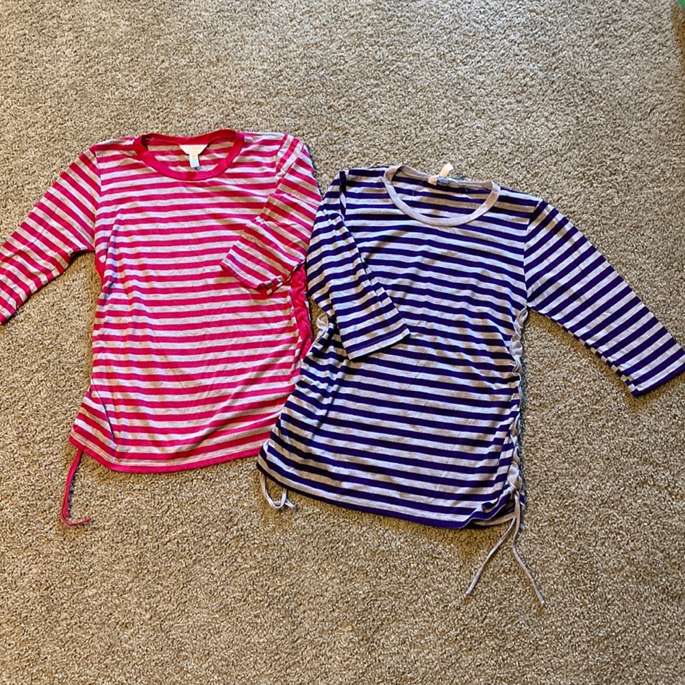 Three quarter length sleeves striped maternity tops